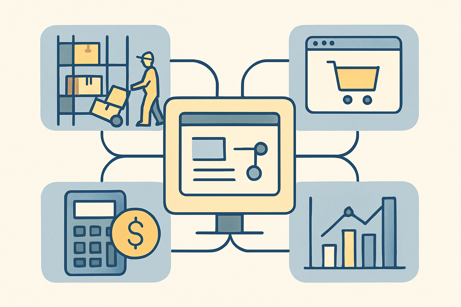 Автоматизація бізнес-процесів erp sistema dlya ecommerce 2026 у вигляді схеми